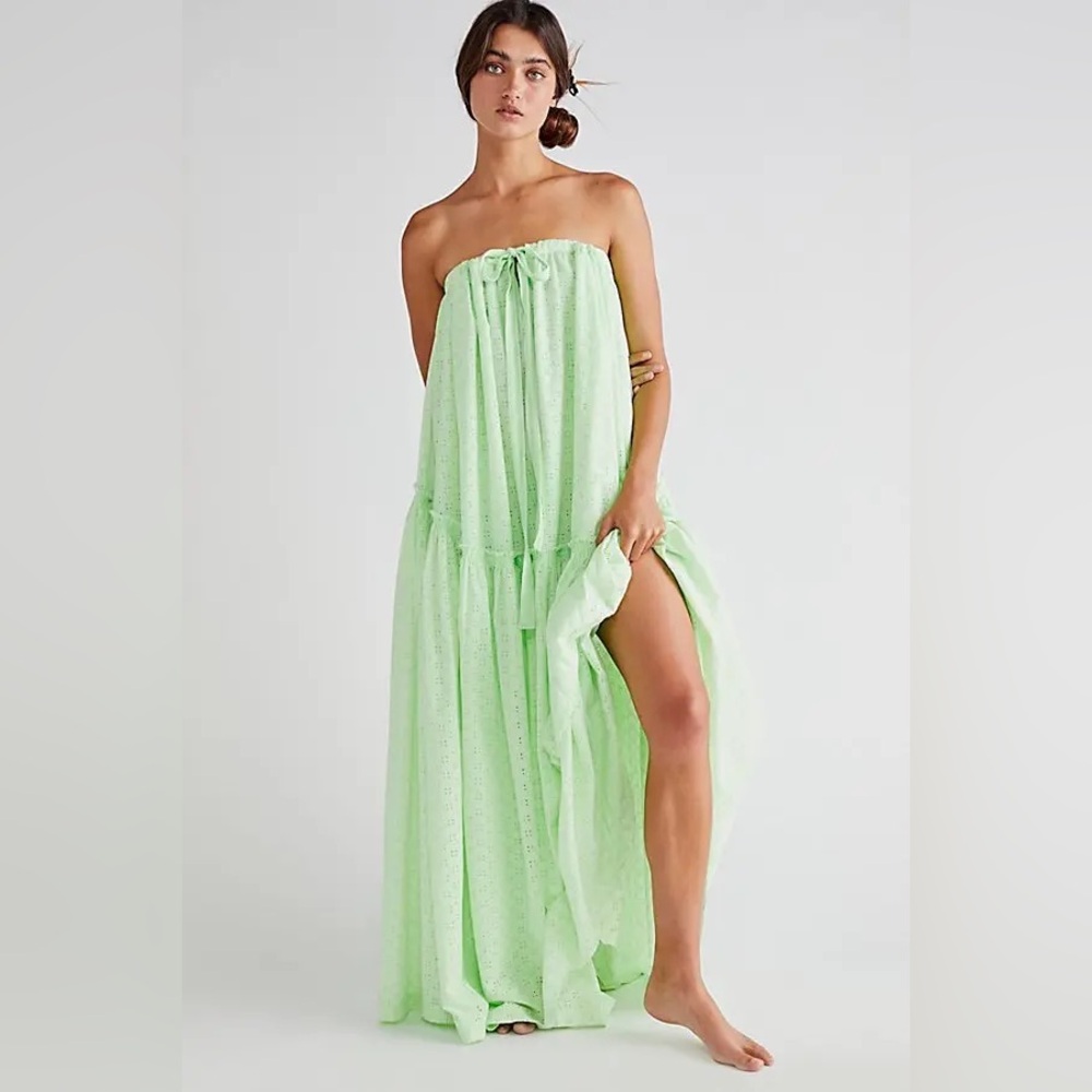 Free People Strapless Maxi Dress in Light Mint Green
